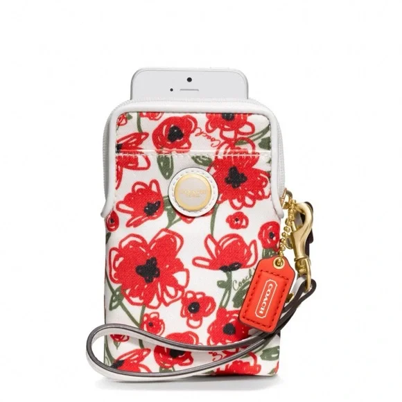 Coach Floral poppy Phone Wristlet - Picture 1 of 6